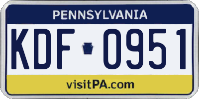 PA license plate KDF0951