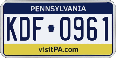 PA license plate KDF0961