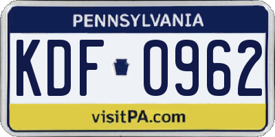 PA license plate KDF0962