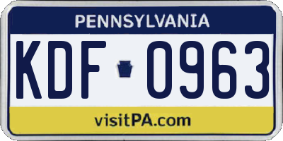PA license plate KDF0963