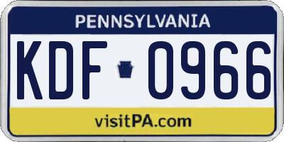 PA license plate KDF0966