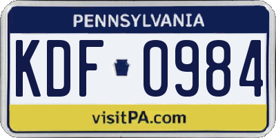 PA license plate KDF0984