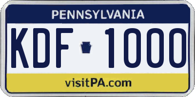 PA license plate KDF1000
