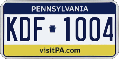 PA license plate KDF1004