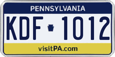 PA license plate KDF1012