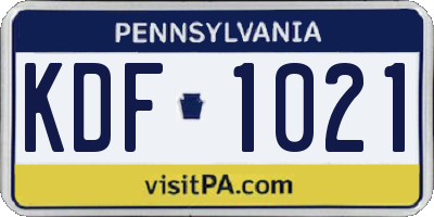 PA license plate KDF1021