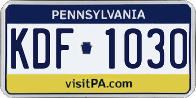 PA license plate KDF1030