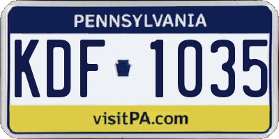 PA license plate KDF1035