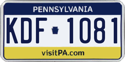 PA license plate KDF1081