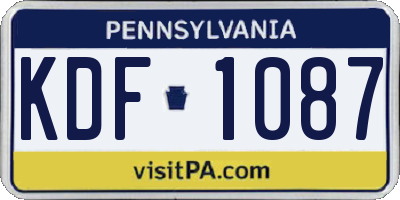 PA license plate KDF1087