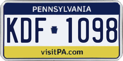 PA license plate KDF1098