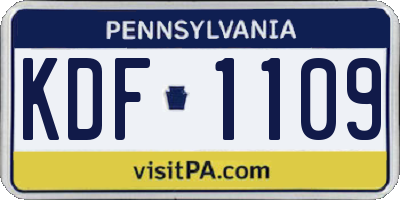PA license plate KDF1109
