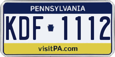 PA license plate KDF1112