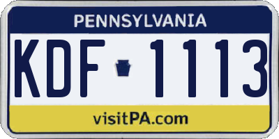 PA license plate KDF1113