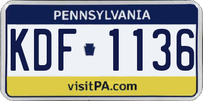 PA license plate KDF1136