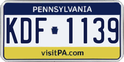 PA license plate KDF1139