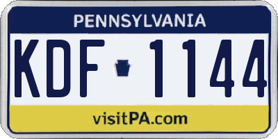 PA license plate KDF1144