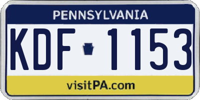 PA license plate KDF1153