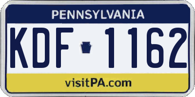 PA license plate KDF1162