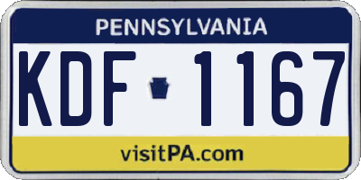 PA license plate KDF1167