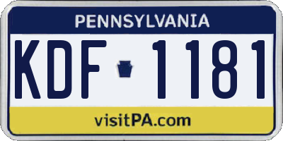 PA license plate KDF1181