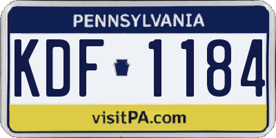 PA license plate KDF1184