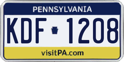 PA license plate KDF1208