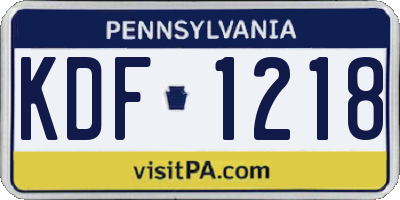 PA license plate KDF1218