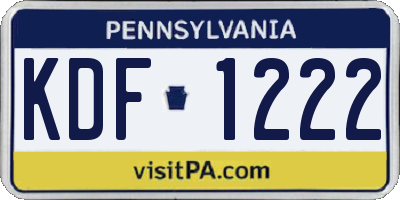 PA license plate KDF1222