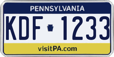 PA license plate KDF1233