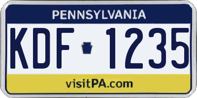 PA license plate KDF1235