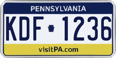 PA license plate KDF1236