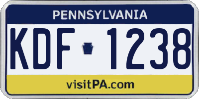 PA license plate KDF1238