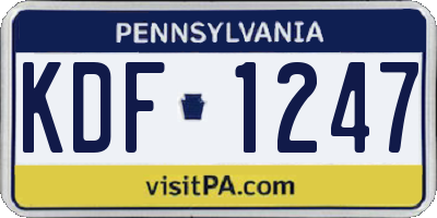 PA license plate KDF1247