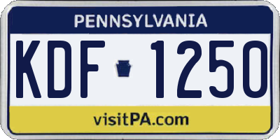 PA license plate KDF1250