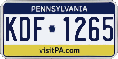 PA license plate KDF1265