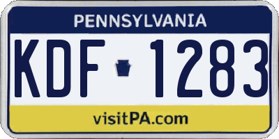 PA license plate KDF1283