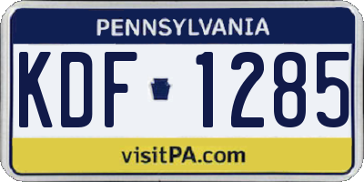 PA license plate KDF1285