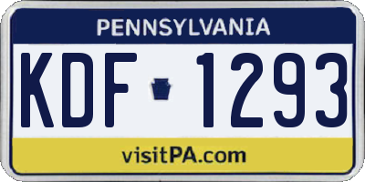 PA license plate KDF1293