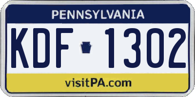 PA license plate KDF1302