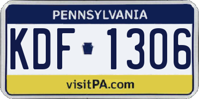 PA license plate KDF1306