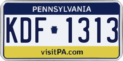 PA license plate KDF1313