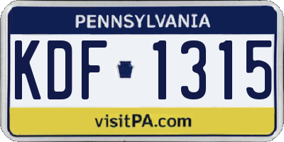 PA license plate KDF1315