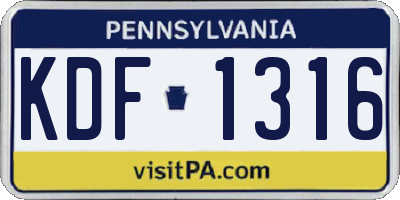 PA license plate KDF1316