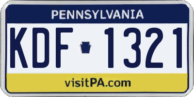 PA license plate KDF1321