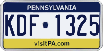 PA license plate KDF1325