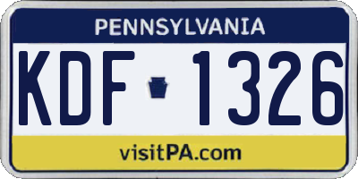 PA license plate KDF1326