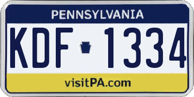 PA license plate KDF1334