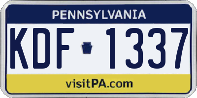 PA license plate KDF1337