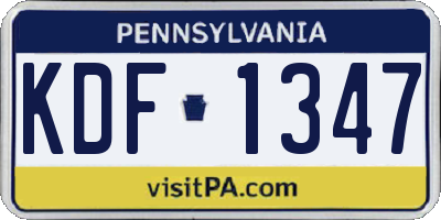 PA license plate KDF1347